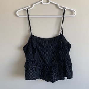 Black polka dot top